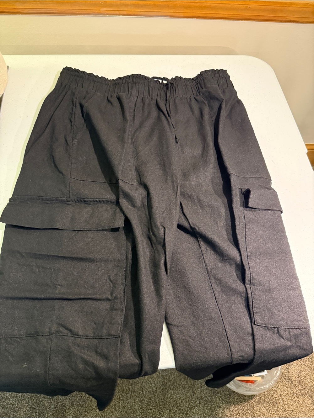 Time and Tru Black Linen/Rayon Women’s Cargo Pants